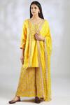 Buy_Gopi Vaid_Yellow Tussar Silk Embellished Kurta Set_at_Aza_Fashions