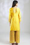 Shop_Gopi Vaid_Yellow Tussar Silk Embellished Kurta Set_at_Aza_Fashions