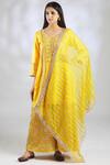 Gopi Vaid_Yellow Tussar Silk Embellished Kurta Set_Online_at_Aza_Fashions