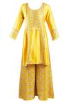 Buy_Gopi Vaid_Yellow Tussar Silk Embellished Kurta Set_Online_at_Aza_Fashions