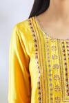 Gopi Vaid_Yellow Tussar Silk Embellished Kurta Set_at_Aza_Fashions