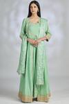 Buy_Gopi Vaid_Green Chanderi Anarkali With Dupatta_at_Aza_Fashions