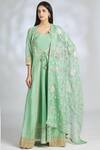 Gopi Vaid_Green Chanderi Anarkali With Dupatta_Online_at_Aza_Fashions