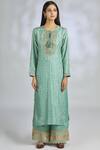 Buy Gopi Vaid Green Chiffon, Tussar Silk, Linen Satin Round Embroidered Kurta Set Online at Aza Fashions Buy_Gopi Vaid_Green Chiffon, Tussar Silk, Linen Satin Round Embroidered Kurta Set_Online_at_Aza_Fashions