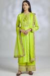 Shop_Gopi Vaid_Green Tussar Silk Round Embroidered Kurta Set  _Online_at_Aza_Fashions