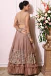 Shop_Nitika Kanodia Gupta_Pink Organza Sweetheart Neck Embroidered Lehenga Set _at_Aza_Fashions