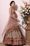 Nitika Kanodia Gupta_Pink Organza Sweetheart Neck Embroidered Lehenga Set _Online_at_Aza_Fashions