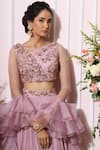 Shop_Nitika Kanodia Gupta_Purple Georgette Asymmetric Embroidered Lehenga Set _Online_at_Aza_Fashions