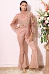 Buy_Nitika Kanodia Gupta_Pink Organza Crepe Ruffle Collar Embroidered Pant Set  _at_Aza_Fashions