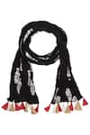 Shop_Masaba_Black Foil Print Scarf_at_Aza_Fashions