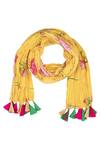 Shop_Masaba_Yellow Chanderi Printed Scarf_at_Aza_Fashions