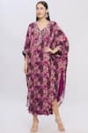 Buy_Shehlaa Khan_Purple Georgette V Neck Printed Kaftan Dress _at_Aza_Fashions