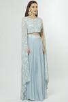 Mishru_Blue Embroidered Lehenga Set_Online_at_Aza_Fashions