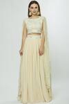 Buy_Mishru_Beige Georgette Embellished Lehenga Set_at_Aza_Fashions