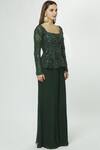 Mishru_Green Organza Embellished Top With Pants_Online_at_Aza_Fashions