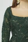 Mishru_Green Organza Embellished Top With Pants_at_Aza_Fashions