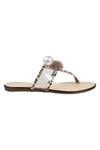 CRIMZON_Beige Embellished Clear-strap Flats_Online_at_Aza_Fashions