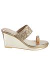 CRIMZON_Gold Embellished Toe-ring Wedges_Online_at_Aza_Fashions