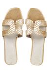 Buy_CRIMZON_Gold Textured Flat Sandals_at_Aza_Fashions