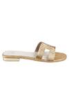 CRIMZON_Gold Textured Flat Sandals_Online_at_Aza_Fashions