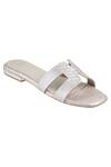 Buy_CRIMZON_Silver Textured Flat Sandals_at_Aza_Fashions