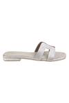 CRIMZON_Silver Textured Flat Sandals_Online_at_Aza_Fashions