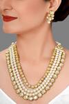 Buy_Joules by Radhika_Gold Plated Polki Stone Jewellery Set_at_Aza_Fashions