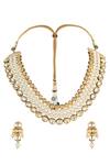 Shop_Joules by Radhika_Gold Plated Polki Stone Jewellery Set_at_Aza_Fashions