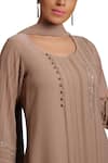 Ajiesh Oberoi_Beige Georgette Round Embellished Kurta And Pant Set _Online_at_Aza_Fashions