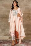 Ajiesh Oberoi Peach Lycra, Silk Round Kurta Set Online at Aza Fashions Ajiesh Oberoi_Peach Lycra, Silk Round Kurta Set _Online_at_Aza_Fashions