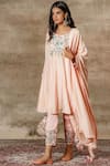 Buy Ajiesh Oberoi Peach Lycra, Silk Round Kurta Set Online at Aza Fashions Buy_Ajiesh Oberoi_Peach Lycra, Silk Round Kurta Set _Online_at_Aza_Fashions