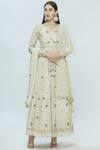 Buy_Pleats By Kaksha And Dimple_White Crepe Round Embellished Anarkali With Dupatta_at_Aza_Fashions