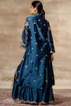 Shop Ajiesh Oberoi Blue Chanderi Mandarin Collar Jacket Sharara Set at Aza Fashions Shop_Ajiesh Oberoi_Blue Chanderi Mandarin Collar Jacket Sharara Set _at_Aza_Fashions