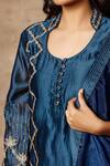 Ajiesh Oberoi Blue Chanderi Mandarin Collar Embroidered Kurta Set at Aza Fashions Ajiesh Oberoi_Blue Chanderi Mandarin Collar Embroidered Kurta Set _at_Aza_Fashions