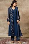 Buy Ajiesh Oberoi Blue Georgette Mandarin Collar Embroidered Kurta Set at Aza Fashions Buy_Ajiesh Oberoi_Blue Georgette Mandarin Collar Embroidered Kurta Set _at_Aza_Fashions