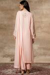 Shop_Ajiesh Oberoi_Peach Georgette Mandarin Collar Embroidered Kurta Set _at_Aza_Fashions