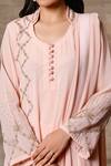 Shop_Ajiesh Oberoi_Peach Georgette Mandarin Collar Embroidered Kurta Set _Online_at_Aza_Fashions