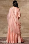 Shop_Ajiesh Oberoi_Peach Chanderi V-shaped Embroidered Anarkali Set _at_Aza_Fashions