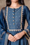 Ajiesh Oberoi_Blue Cotton Silk Round Anarkali Set _at_Aza_Fashions