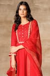 Shop Ajiesh Oberoi Red Cotton Silk Round Anarkali Set Online at Aza Fashions Shop_Ajiesh Oberoi_Red Cotton Silk Round Anarkali Set _Online_at_Aza_Fashions