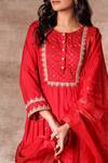Ajiesh Oberoi Red Cotton Silk Round Anarkali Set at Aza Fashions Ajiesh Oberoi_Red Cotton Silk Round Anarkali Set _at_Aza_Fashions