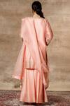 Shop Ajiesh Oberoi Peach Organza, Chanderi Round Embroidered Kurta Sharara Set at Aza Fashions Shop_Ajiesh Oberoi_Peach Organza, Chanderi Round Embroidered Kurta Sharara Set _at_Aza_Fashions