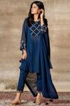 Buy_Ajiesh Oberoi_Blue Georgette Round Embroidered Anarkali Set _Online_at_Aza_Fashions