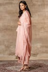 Buy_Ajiesh Oberoi_Peach Chanderi V-shaped Kurta Set _Online_at_Aza_Fashions