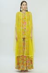 Bombae By Deepika Reddy_Yellow Crepe Printed Kurta Sharara Set_Online_at_Aza_Fashions