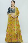 Buy_Bombae By Deepika Reddy_Yellow Raw Silk Printed Lehenga Set_at_Aza_Fashions