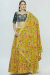 Bombae By Deepika Reddy_Yellow Raw Silk Printed Lehenga Set_Online_at_Aza_Fashions