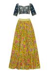 Buy_Bombae By Deepika Reddy_Yellow Raw Silk Printed Lehenga Set_Online_at_Aza_Fashions