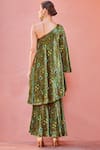 Shop_Nautanky_Green Printed Silk Velvet Tunic Set_at_Aza_Fashions