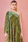 Shop_Nautanky_Green Printed Silk Velvet Tunic Set_Online_at_Aza_Fashions